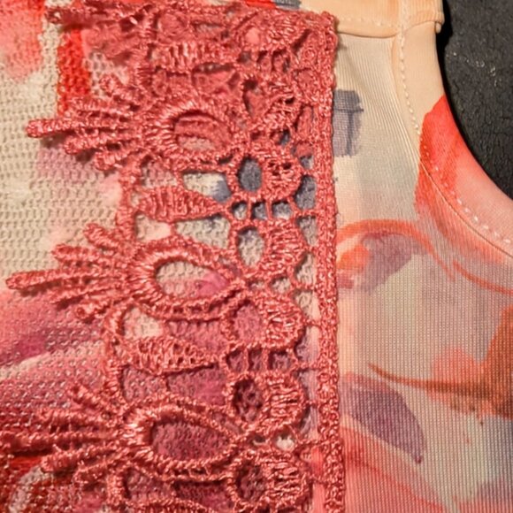 One World Live And Let Live Top pink Size Small Soft Blouse lace flutter sleeves - Picture 8 of 9